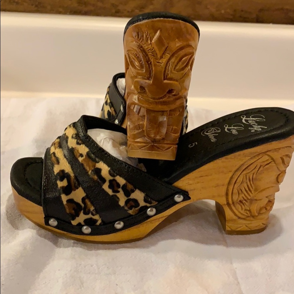 Rockabilly Lucky Lou Shoes Tiki Wedges NIB